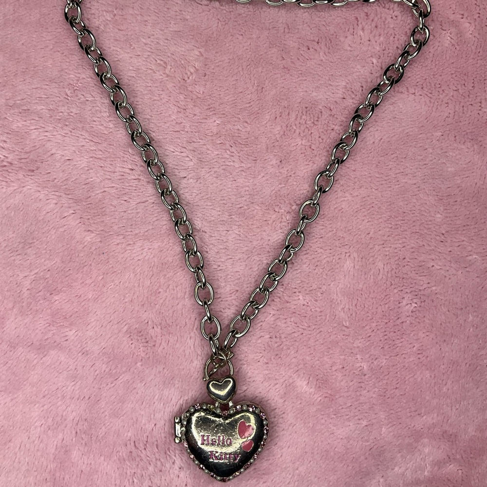 Hello kitty silver choker lock Necklace